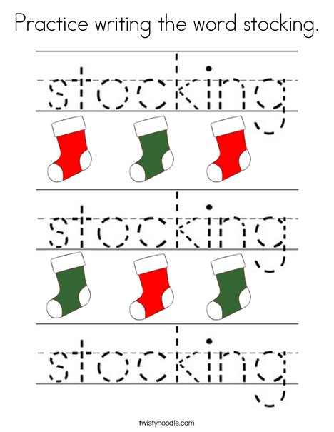Practice writing the word stocking. Coloring Page