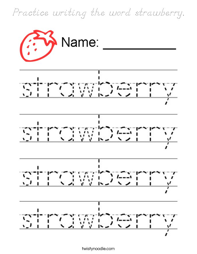 Practice writing the word strawberry. Coloring Page