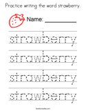 Practice writing the word strawberry Coloring Page