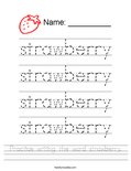 Practice writing the word strawberry. Worksheet