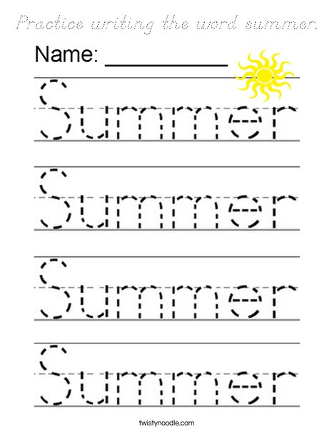 Practice writing the word summer. Coloring Page