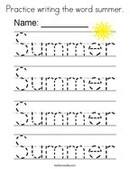 Practice writing the word summer Coloring Page