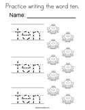 Practice writing the word ten Coloring Page