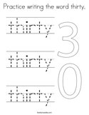 Practice writing the word thirty Coloring Page