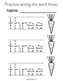 Practice writing the word three Coloring Page