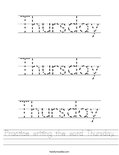Practice writing the word Thursday. Worksheet