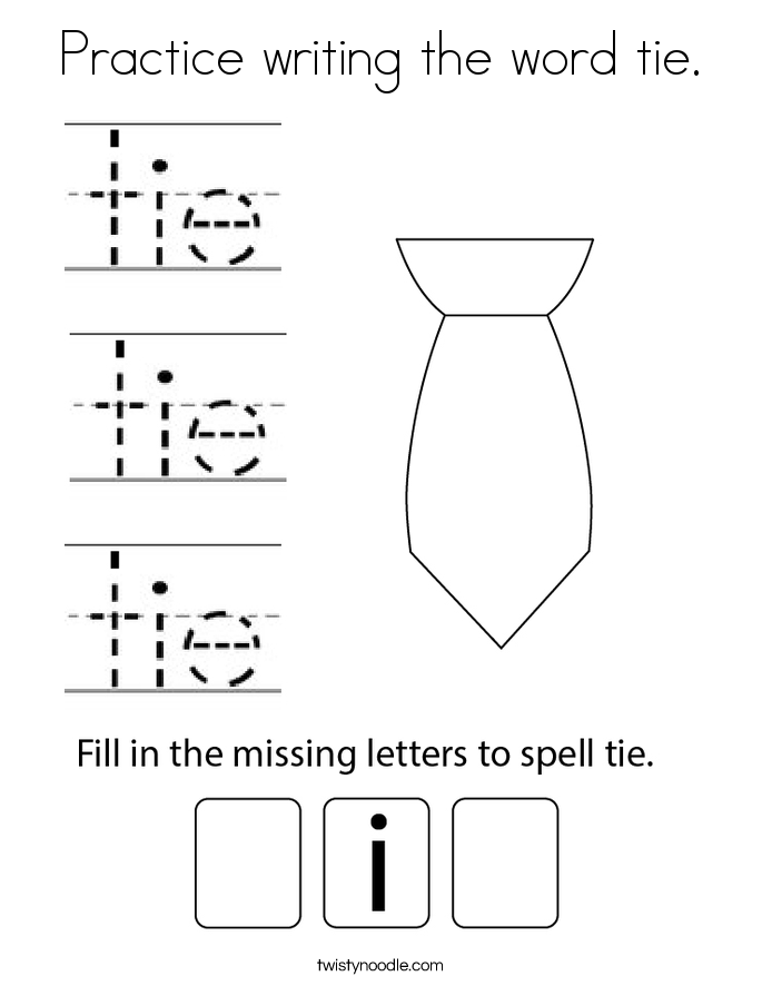 Practice writing the word tie. Coloring Page