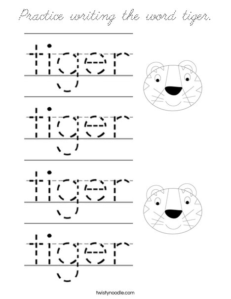 Practice writing the word tiger. Coloring Page