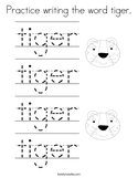 Practice writing the word tiger Coloring Page