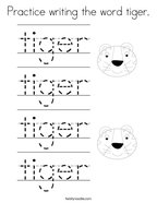 Practice writing the word tiger Coloring Page