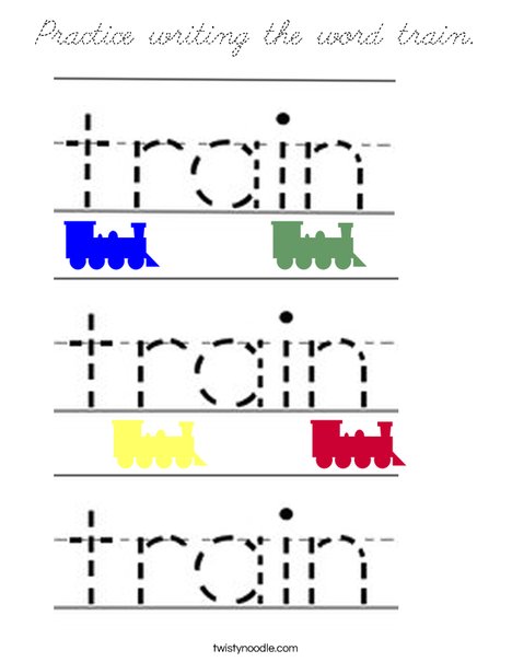Practice writing the word train. Coloring Page
