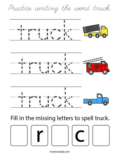 Practice writing the word truck. Coloring Page