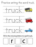Practice writing the word truck Coloring Page