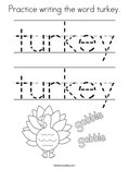 Practice writing the word turkey. Coloring Page