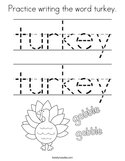 Practice writing the word turkey Coloring Page