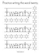 Practice writing the word twenty Coloring Page