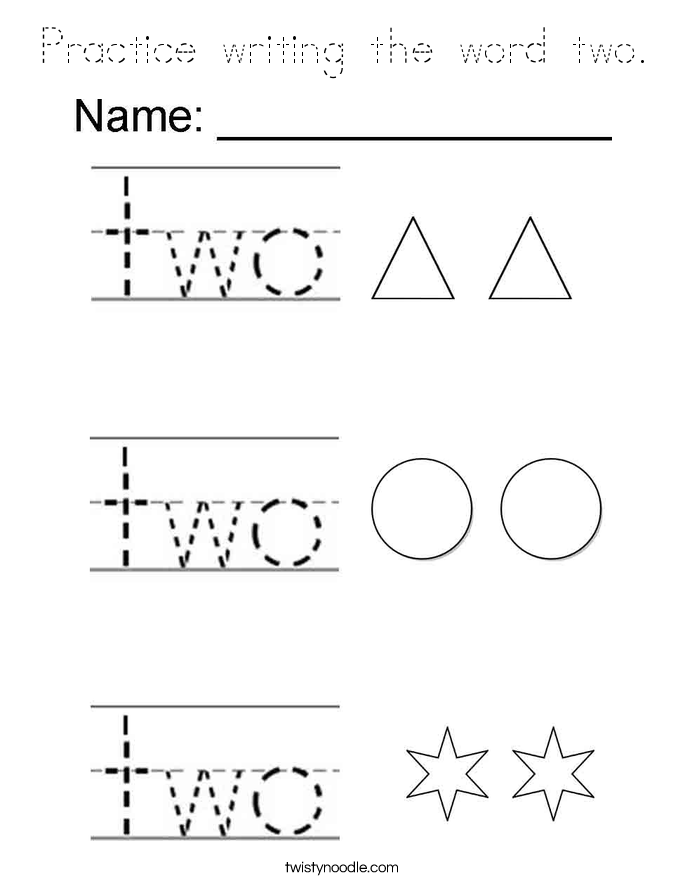 Practice writing the word two. Coloring Page