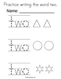 Practice writing the word two Coloring Page