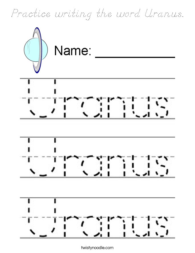 Practice writing the word Uranus. Coloring Page
