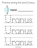 Practice writing the word Uranus Coloring Page