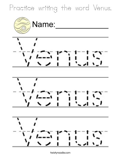 Practice writing the word Venus. Coloring Page