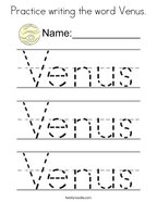 Practice writing the word Venus Coloring Page