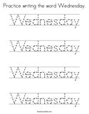 Practice writing the word Wednesday Coloring Page
