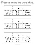 Practice writing the word white. Coloring Page