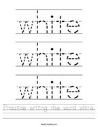 Practice writing the word white Handwriting Sheet