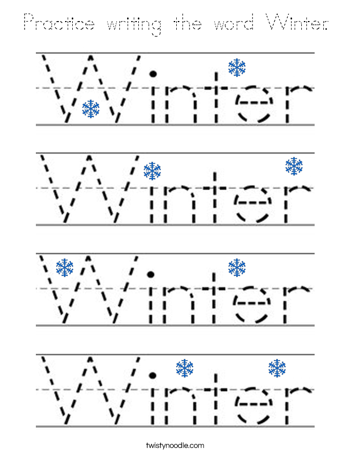 Practice writing the word Winter. Coloring Page