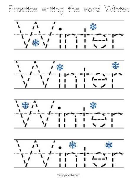 Practice writing the word Winter. Coloring Page