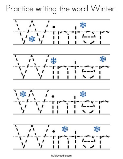 Practice writing the word Winter Coloring Page - Twisty Noodle Practice writing the word Winter Coloring Page - Twisty Noodle