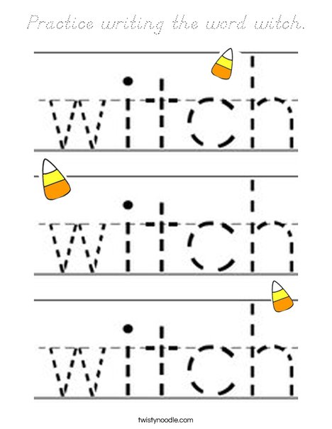 Practice writing the word witch. Coloring Page