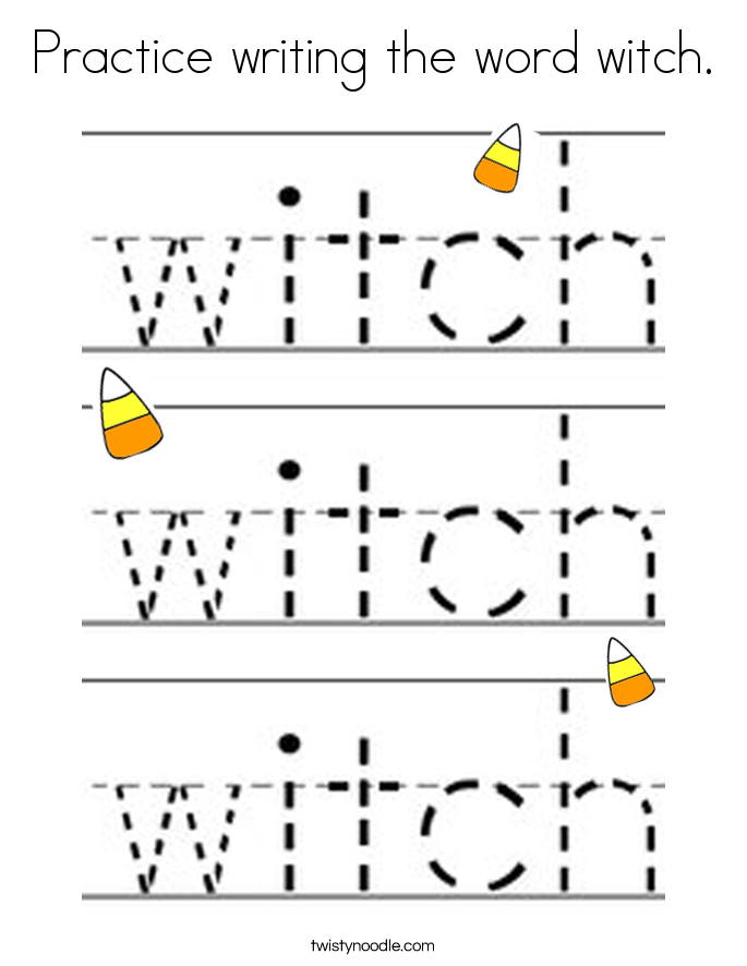 Practice writing the word witch. Coloring Page