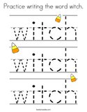 Practice writing the word witch Coloring Page