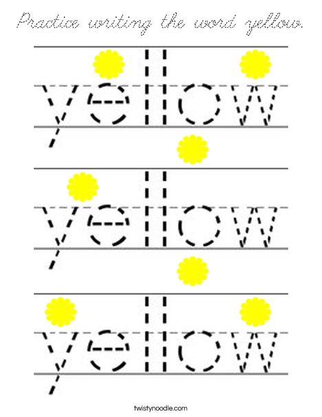 Practice writing the word yellow. Coloring Page
