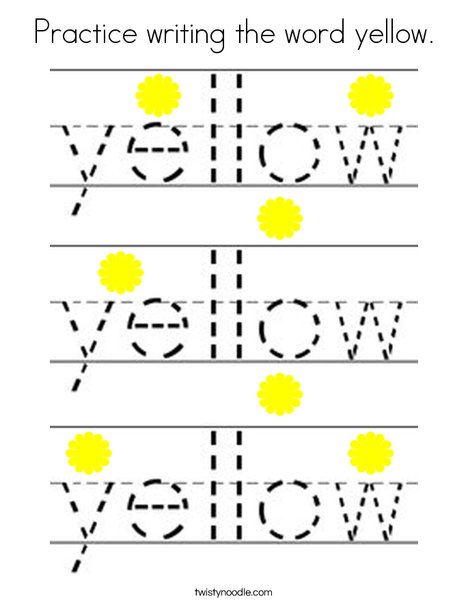 Practice writing the word yellow. Coloring Page