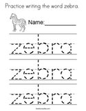 Practice writing the word zebra  Coloring Page