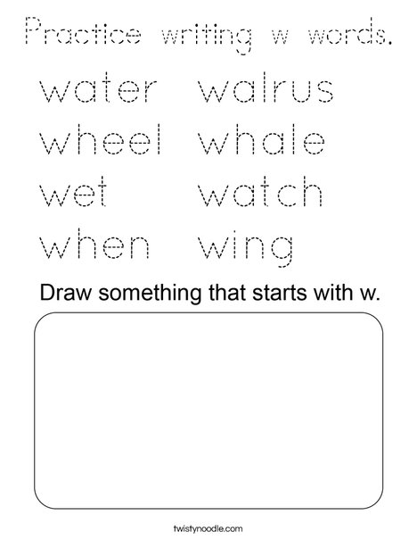 Practice writing w words. Coloring Page