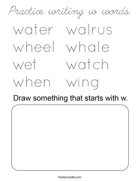 Practice writing w words. Coloring Page