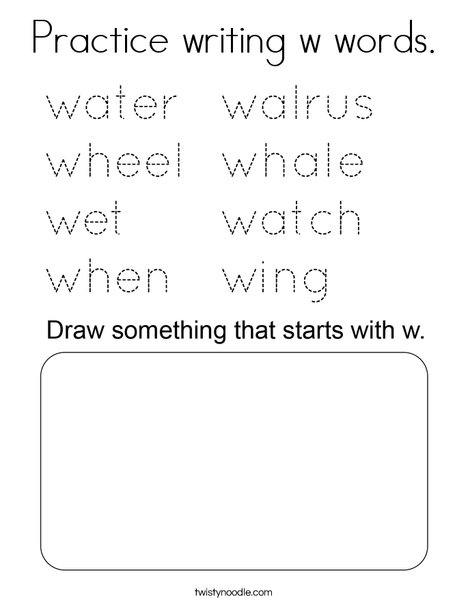 Practice writing w words. Coloring Page