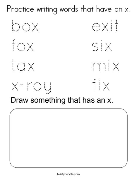 Practice writing words that have an x. Coloring Page