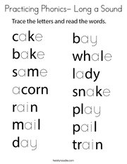 Practicing Phonics- Long a Sound Coloring Page
