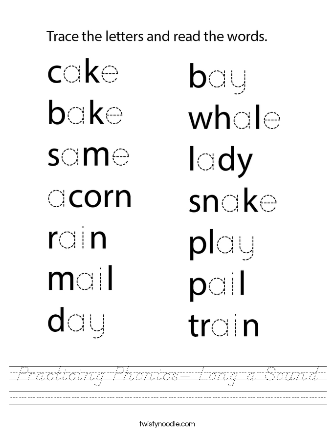Practicing Phonics- Long a Sound Worksheet