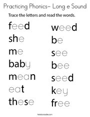 Practicing Phonics- Long e Sound Coloring Page