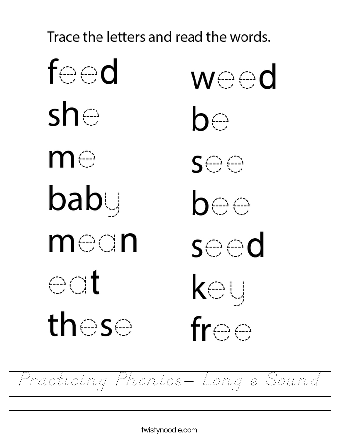 Practicing Phonics- Long e Sound Worksheet