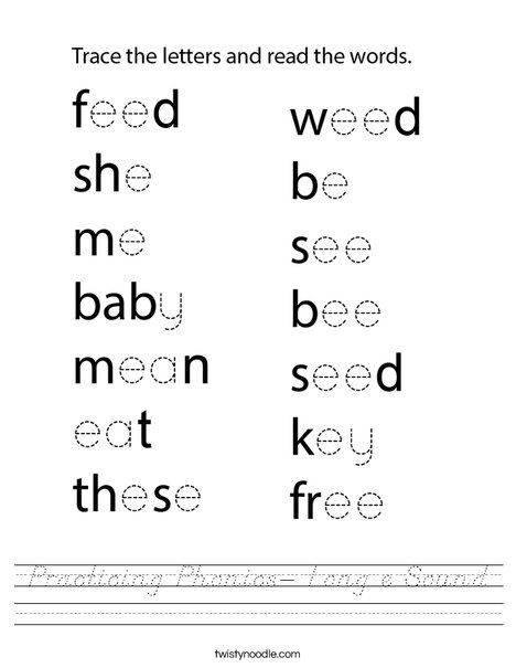 Practicing Phonics- Long e Sound Worksheet