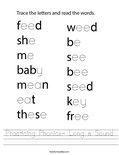 Practicing Phonics- Long e Sound Worksheet