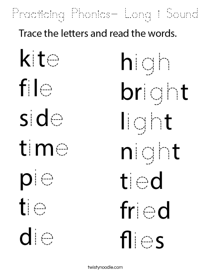 Practicing Phonics- Long i Sound Coloring Page