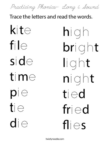 Practicing Phonics- Long i Sound Coloring Page